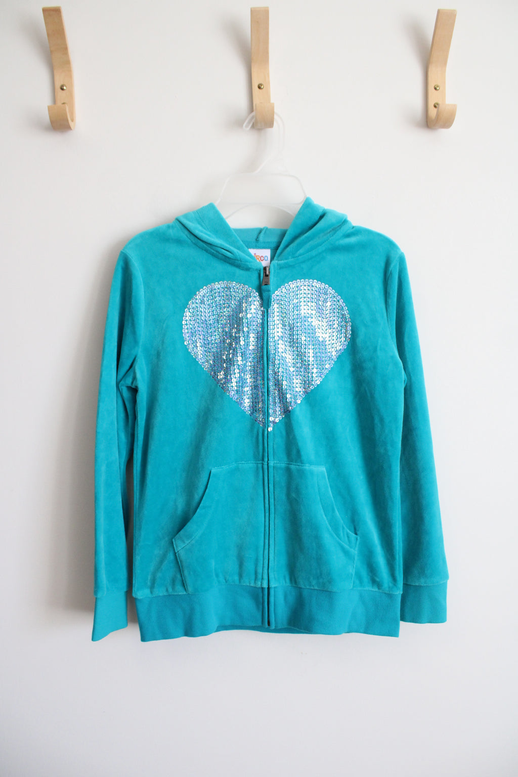 NEW Circo Teal Heart Sequined Full Zip Jacket | Youth L (10/12)