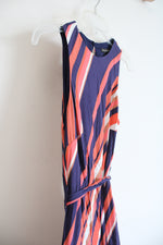 NEW A Pea In The Pod Navy Coral & White Striped Dress | S