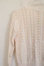 NEW LOFT Off-White Cotton Knit Sweater | XXS Petite