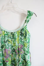 Diane Von Furstenberg Modena Silk Blend Green Tiered Floral Dress | XXS