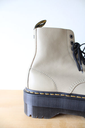 Dr. Martens 1460 Max Pale Olive Leather Platform Boots | Size 10