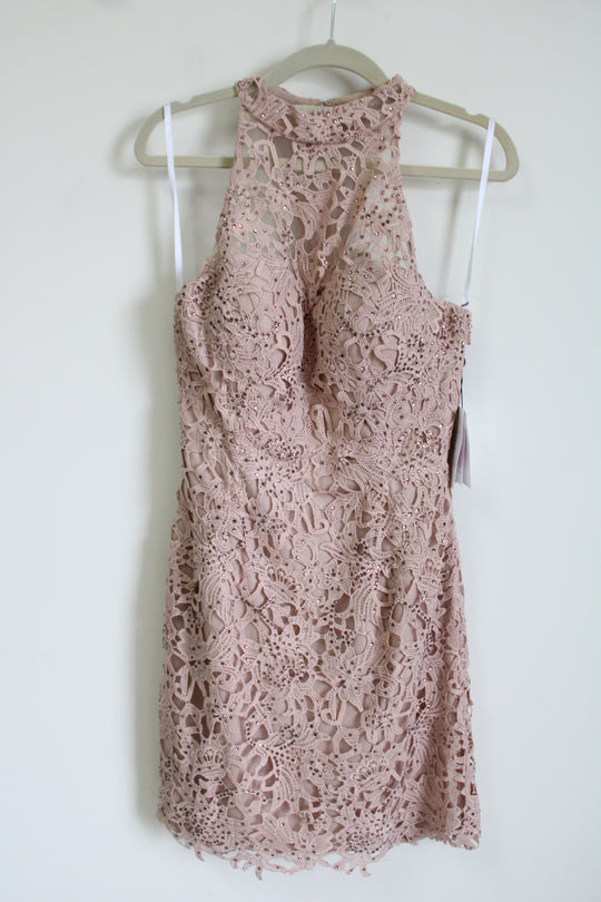 NEW Alyce Paris Rose Taupe Lace Pink Dress | 8