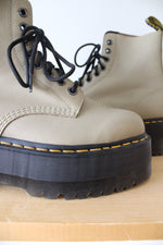 Dr. Martens 1460 Max Pale Olive Leather Platform Boots | Size 10