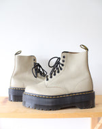 Dr. Martens 1460 Max Pale Olive Leather Platform Boots | Size 10