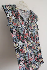 NEW Ann Taylor LOFT Black Floral Linen Top | XXS Petite
