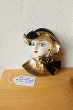 Avon Porcelain Art Deco Lady Face Broch