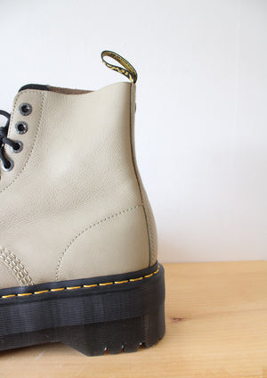 Dr. Martens 1460 Max Pale Olive Leather Platform Boots | Size 10