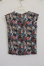 NEW Ann Taylor LOFT Black Floral Linen Top | XXS Petite