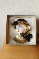 Avon Porcelain Art Deco Lady Face Broch