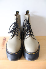 Dr. Martens 1460 Max Pale Olive Leather Platform Boots | Size 10