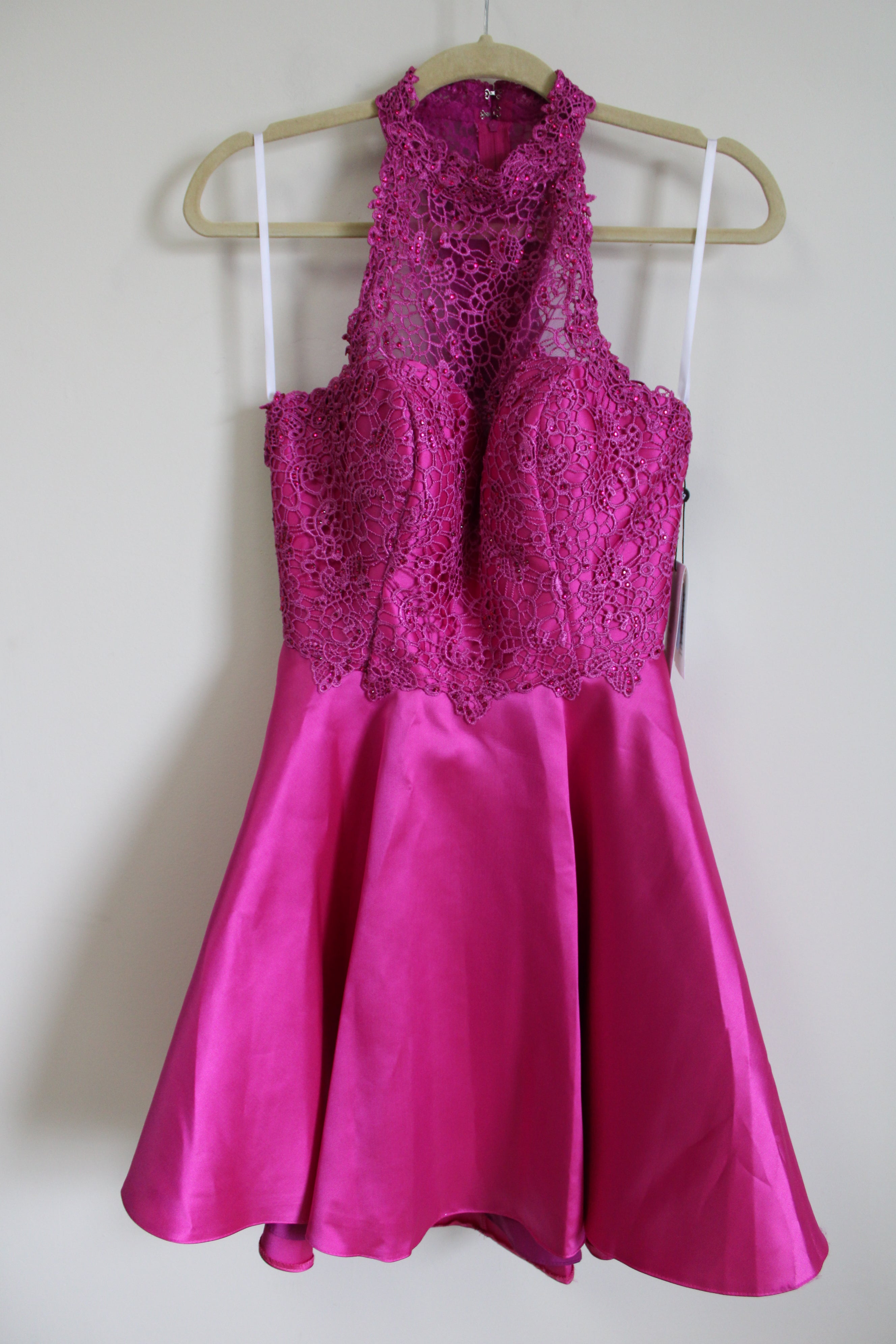 New Alyce Paris Raspberry Pink Lace Top Dress