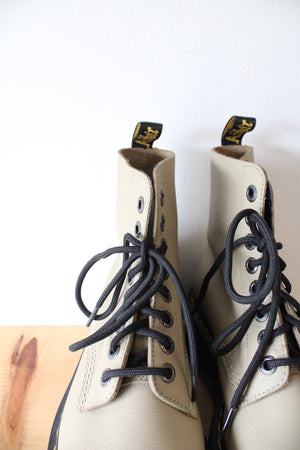 Dr. Martens 1460 Max Pale Olive Leather Platform Boots | Size 10