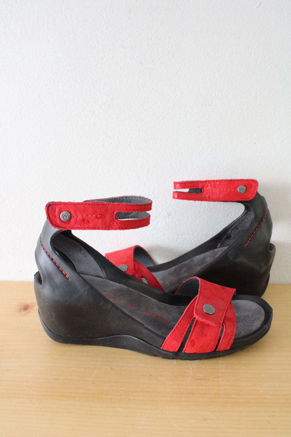 Wolky Red Sandals with Velcro Strap