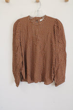 NEW LOFT Brown Polka Dotted Blouse | XXS Petite