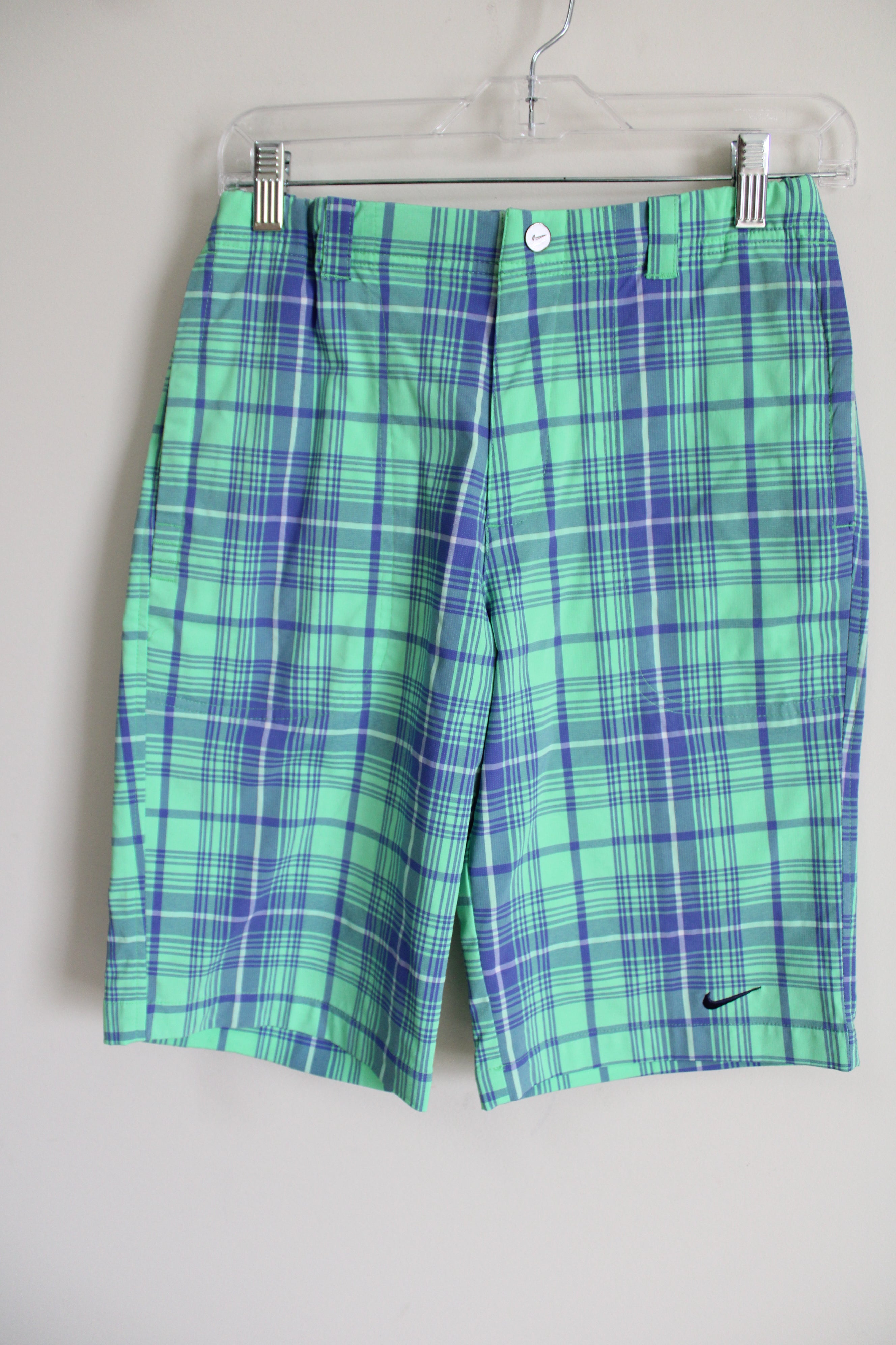 Nike Dri-Fit Green Blue Plaid Shorts | L (14/16)