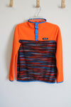 Lands' End Orange Fleece Quarter Button Pullover Sweatshirt | Youth L (14/16)