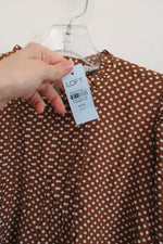 NEW LOFT Brown Polka Dotted Blouse | XXS Petite