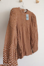 NEW LOFT Brown Polka Dotted Blouse | XXS Petite