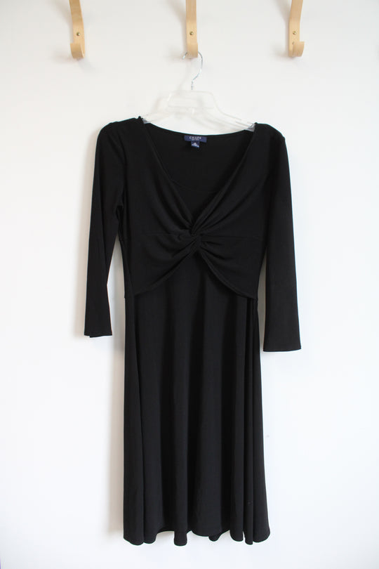 Chaps Black Knotted 3/4 Sleeve Dress | M
