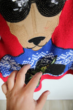 Jolly Sweaters Reindeer With Sunglasses Camo Pocket Christmas Sweater | XL