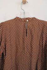 NEW LOFT Brown Polka Dotted Blouse | XXS Petite