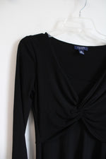 Chaps Black Knotted 3/4 Sleeve Dress | M