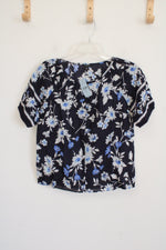 NEW Ann Taylor Navy Blue Floral Top | XXS Petite