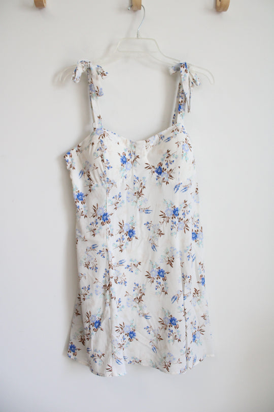 Lily Rose White & Blue Floral Tied Strap Dress | XXL