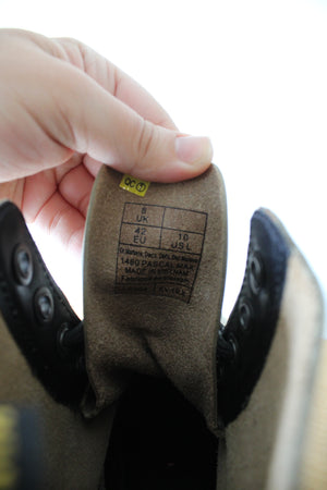 Dr. Martens 1460 Max Pale Olive Leather Platform Boots | Size 10