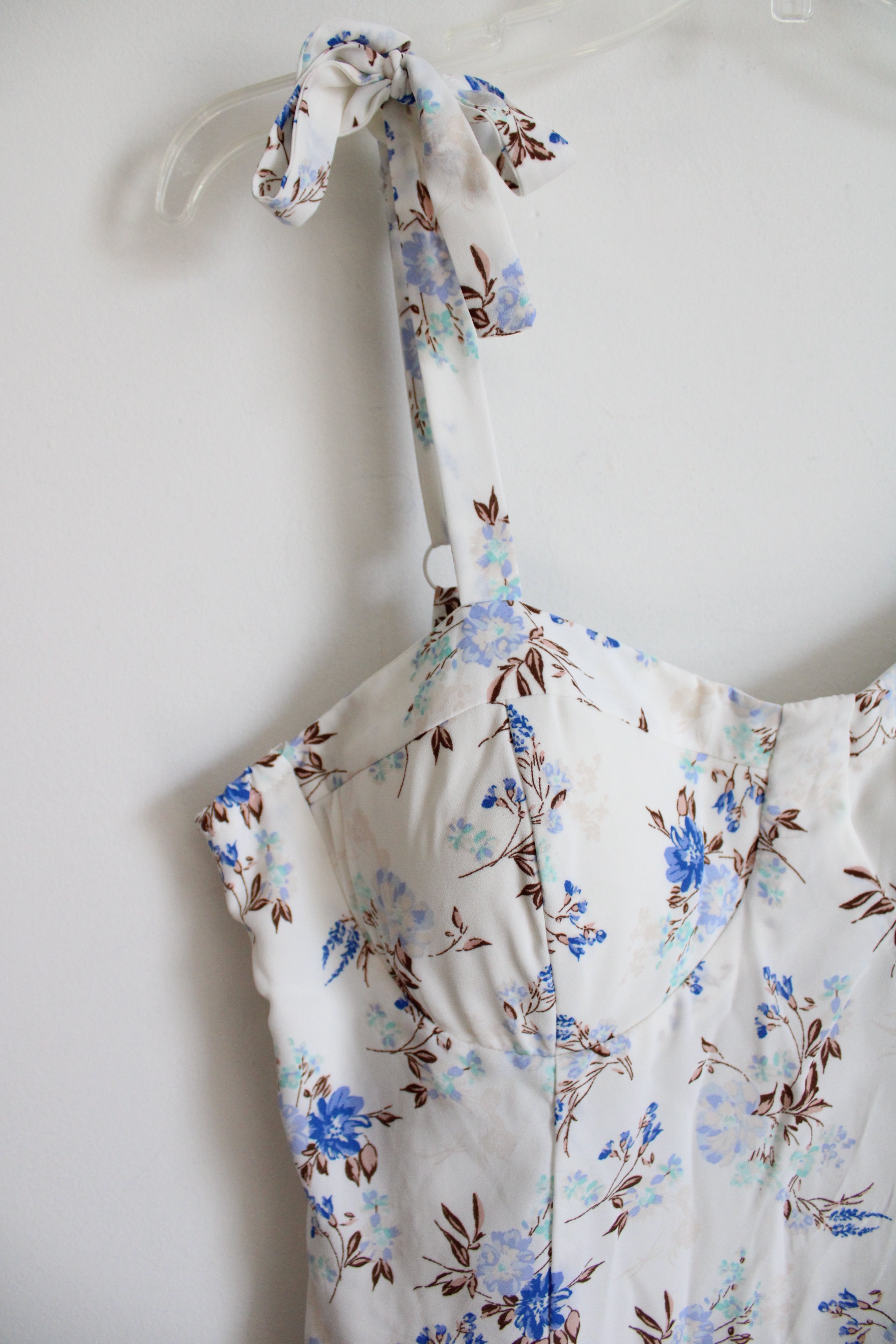 Lily Rose White & Blue Floral Tied Strap Dress | XXL