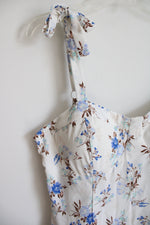 Lily Rose White & Blue Floral Tied Strap Dress | XXL