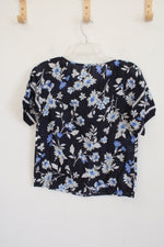 NEW Ann Taylor Navy Blue Floral Top | XXS Petite