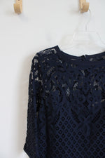 LOFT Navy Lace Long Sleeved Dress | 2