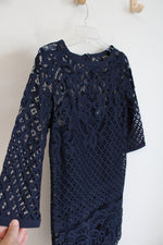 LOFT Navy Lace Long Sleeved Dress | 2