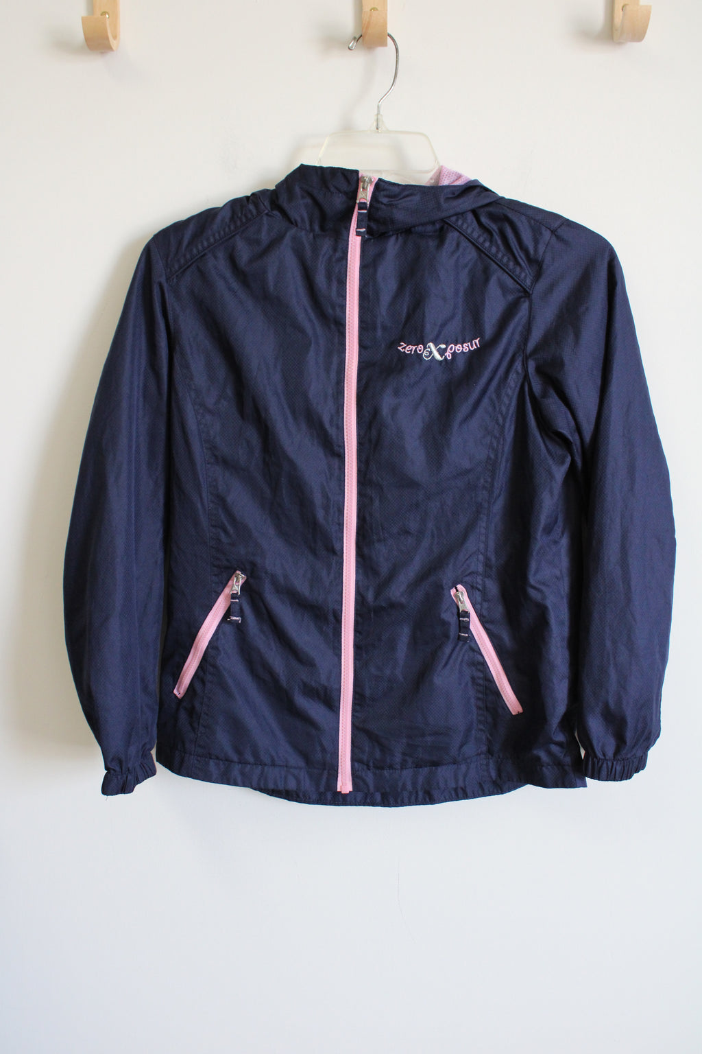 ZeroXposure Navy Blue Pink Windbreaker Light Jacket | Youth L (14)