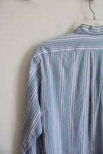 Ralph Lauren Blue Striped Custom Fit Button Down | L