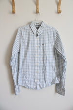 Abercrombie & Fitch White and Blue Button Down | L