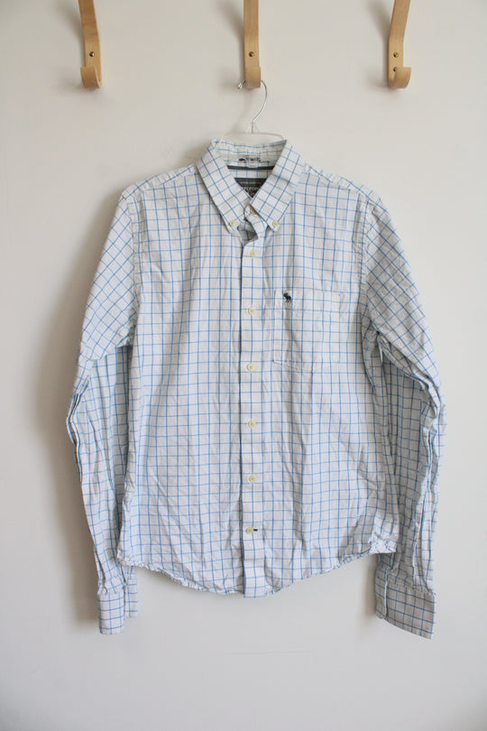 Abercrombie & Fitch White and Blue Button Down | L