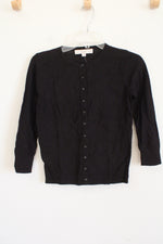 NEW LOFT Black Button Down Cotton Cardigan | XXS Petite
