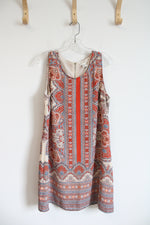 Artisan NY Orange Blue & Beige Patterned Dress | 10