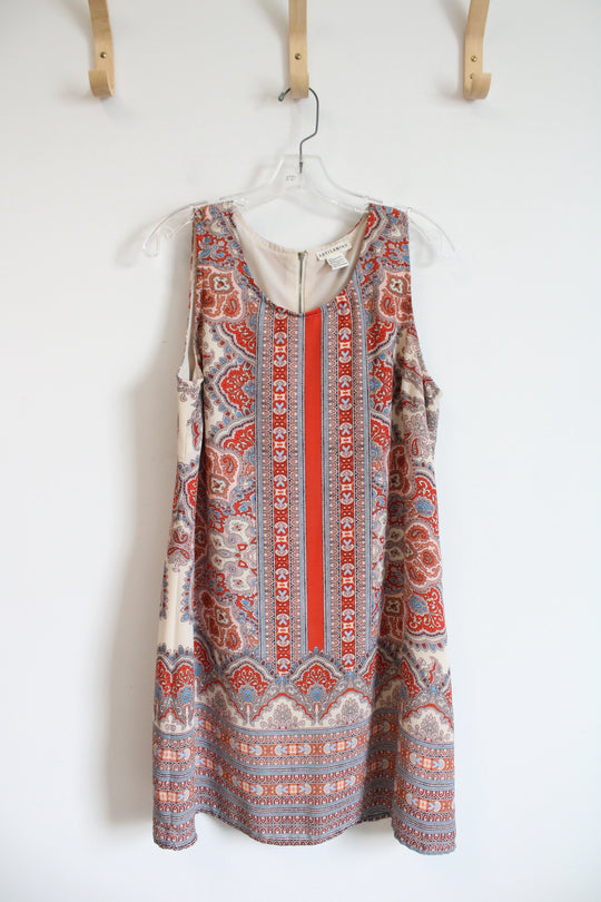 Artisan NY Orange Blue & Beige Patterned Dress | 10