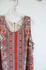 Artisan NY Orange Blue & Beige Patterned Dress | 10