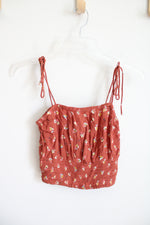 Billabong Rust Floral Ruched Cropped Tank | S