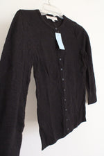 NEW LOFT Black Button Down Cotton Cardigan | XXS Petite
