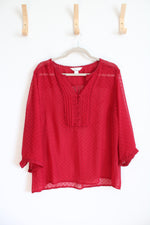 Christopher & Banks Swiss Dot Sheer Red Top | XL