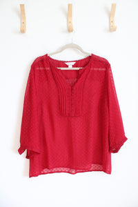 Christopher & Banks Swiss Dot Sheer Red Top | XL