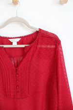 Christopher & Banks Swiss Dot Sheer Red Top | XL