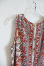 Artisan NY Orange Blue & Beige Patterned Dress | 10