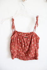 Billabong Rust Floral Ruched Cropped Tank | S