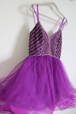 NEW Lucci Lu Purple Tulle Beaded Strappy 4250 Dress | 10